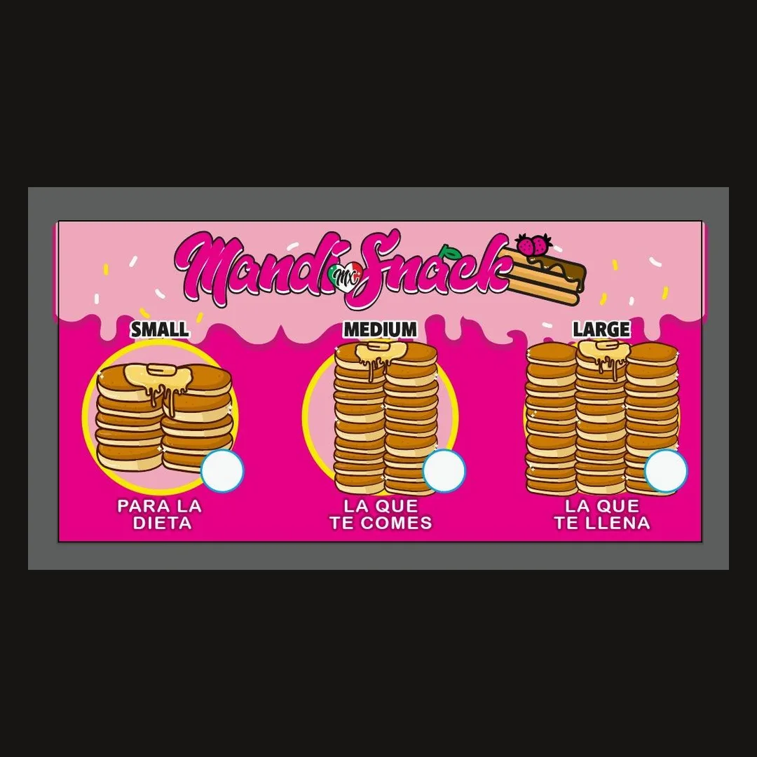 Mini pancake portion sizes menu: small, medium and large stacks
