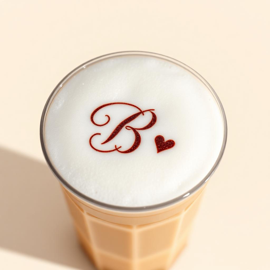 Cold foam topped drink with an elegant monogram printed on top