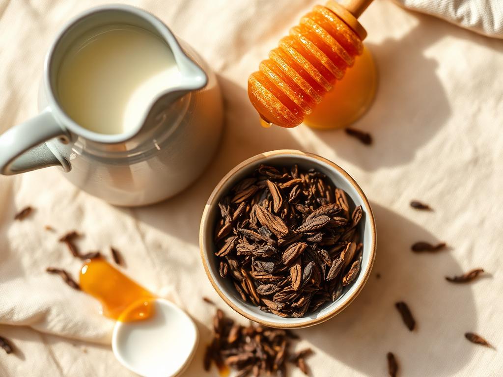 Main ingredients: hojicha roasted tea, honey, milk