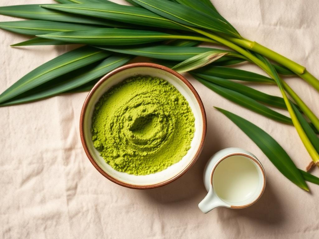 Main ingredients: matcha powder, fresh pandan leaves, cream