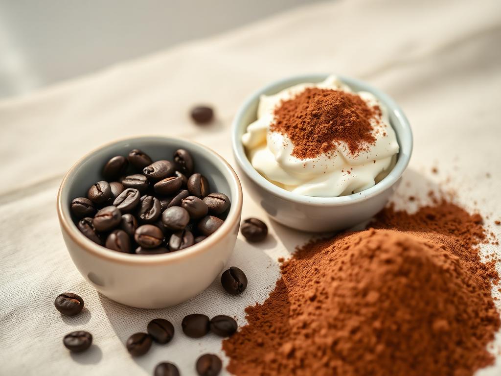 Main ingredients: coffee beans, mascarpone, cocoa powder