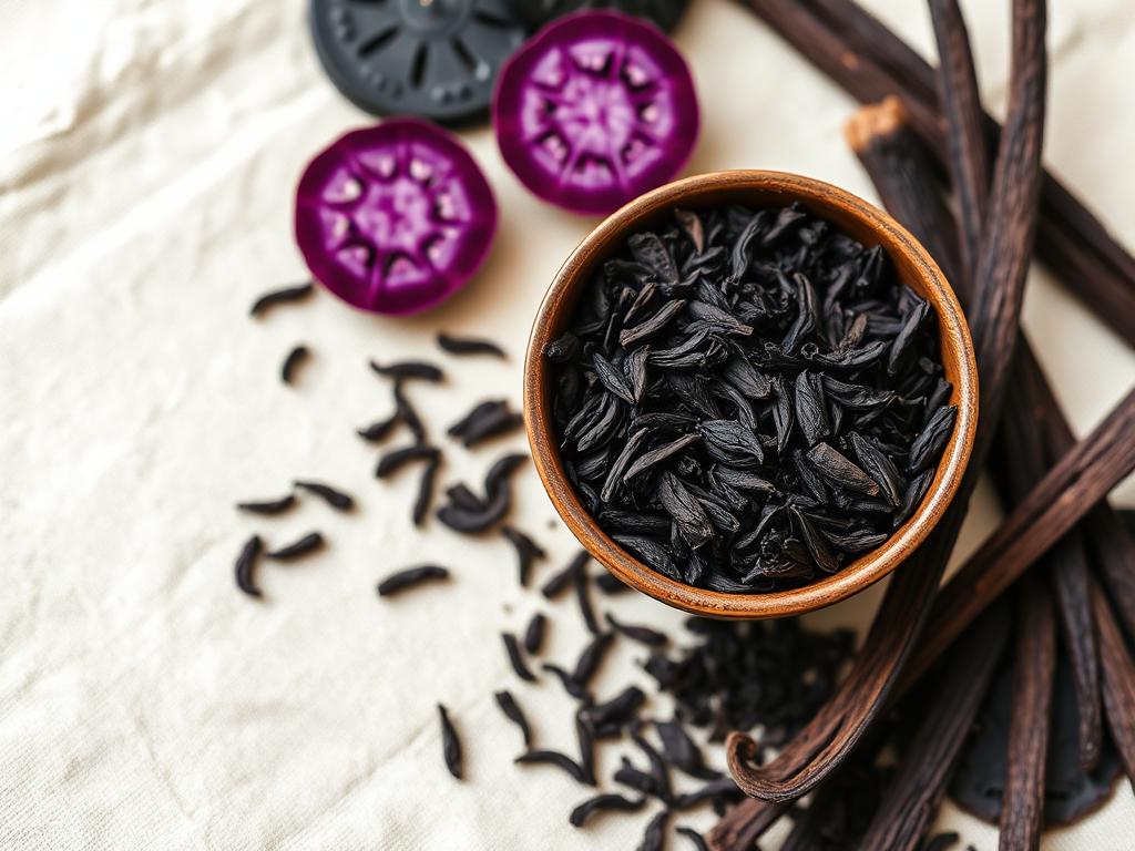 Main ingredients: black tea leaves, ube, vanilla beans